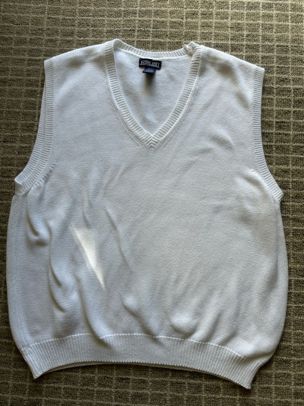 Land’s End White V-Neck Cotton Sweater Vest